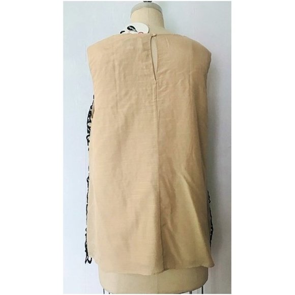 LELA ROSE BLACK BEIGE CUT-WORK FLORAL LACE SILK BLEND LONG TOP XL NWT - Picture 8 of 10